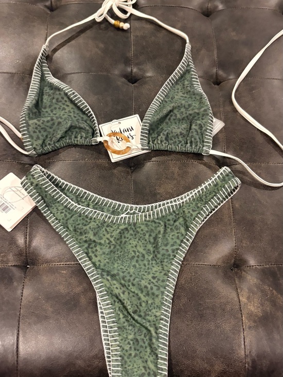 Kulani Kinis Other - Women's Green Leopard-Print Triangle Bikini